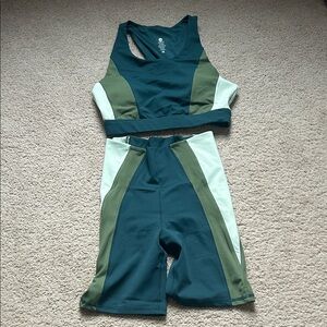 Senita Athletics Teal and Olive Activewear Set